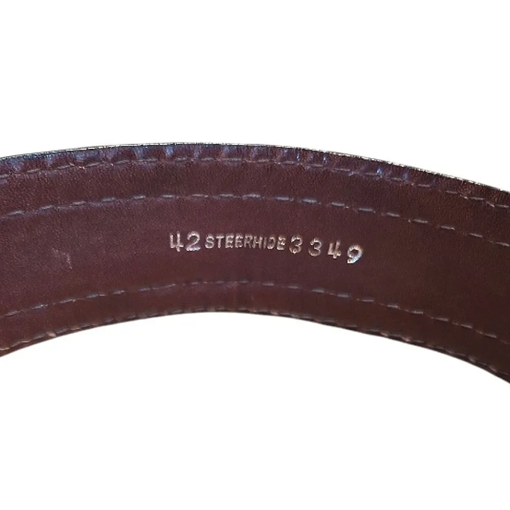 VTG Brown Hand Finished Tooled Steerhide Leather Western Belt‎ Men's 42